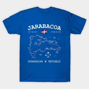 Jarabacoa Dominican Republic Flag Travel Map Coordinates GPS T-Shirt